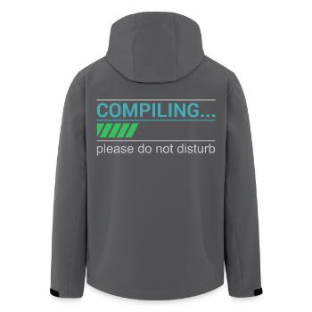 Funny Programmer T-Shirt - Compiling Please - Men’s Recycled Softshell Jacket by Stanley/Stella - black - Back - AI Model Male 185 light (185cm)