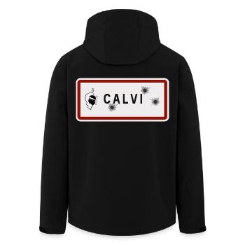 Panneau d’entrée de la ville de Calvi - Veste softshell homme en polyester recyclé Stanley/Stella - noir - Dos - AI Model Male 185 light (185cm)