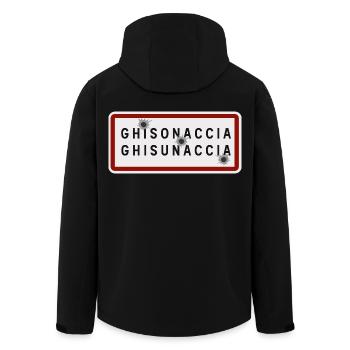 Panneau d’entrée de la ville de Ghisonaccia - Veste softshell homme en polyester recyclé Stanley/Stella - noir - Dos - AI Model Male 185 light (185cm)