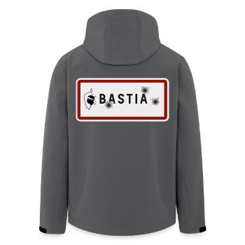 Panneau d’entrée de la ville de Bastia - Veste softshell homme en polyester recyclé Stanley/Stella - noir - Dos - AI Model Male 185 light (185cm)