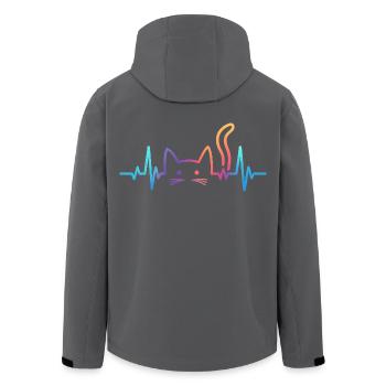 Katze EKG Herzschlag Regenbogen Motiv - Recycelte Männer Softshell-Jacke von Stanley/Stella - Schwarz - Hinten - AI Model Male 185 light (185cm)