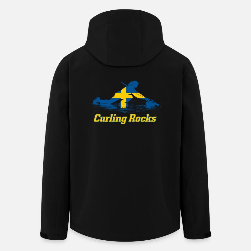 Curling Rocks Sweden Fan Merch - Men’s Recycled Softshell Jacket by Stanley/Stella - black