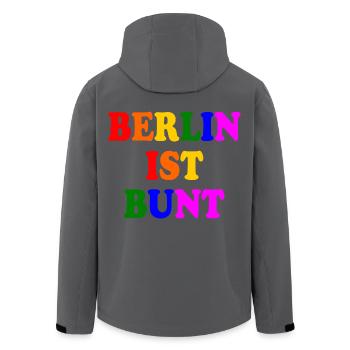 Berlin ist bunt - Recycelte Männer Softshell-Jacke von Stanley/Stella - Schwarz - Hinten - AI Model Male 185 light (185cm)