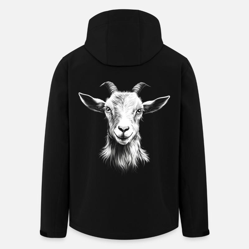 Chèvre Portrait Chèvres Animaux - Veste softshell homme en polyester recyclé Stanley/Stella - noir