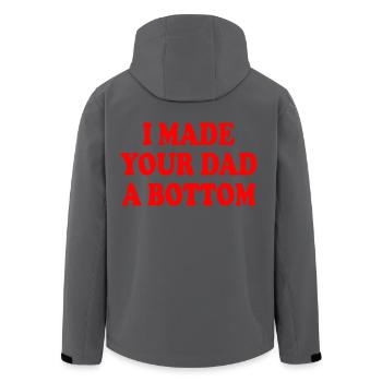 I made your dad a bottom - Men’s Recycled Softshell Jacket by Stanley/Stella - black - Back - AI Model Male 185 light (185cm)