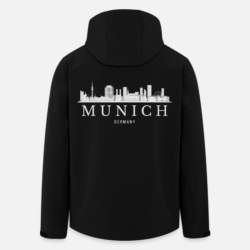 Münchner Skyline, München, Deutschland - Recycelte Männer Softshell-Jacke von Stanley/Stella - Schwarz