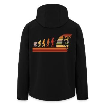 Evolution des Kletterns Retro Design - Recycelte Männer Softshell-Jacke von Stanley/Stella - Schwarz - Hinten - AI Model Male 185 light (185cm)