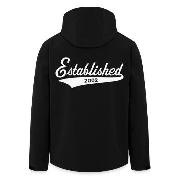 Established 2002 (year of birth, birthday / White) - Men’s Recycled Softshell Jacket by Stanley/Stella - black - Back - AI Model Male 185 light (185cm)