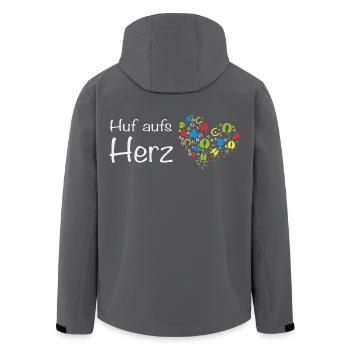 Huf aufs Herz - Hand aufs Herz! Wortspiel Tiere - Recycelte Männer Softshell-Jacke von Stanley/Stella - Schwarz - Hinten - AI Model Male 185 light (185cm)