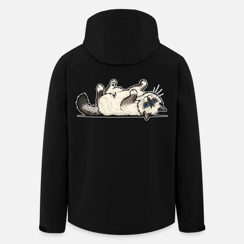 Grauer getigerter Katzen-Jäger-Jäger-Porträt - Recycelte Männer Softshell-Jacke von Stanley/Stella - Schwarz
