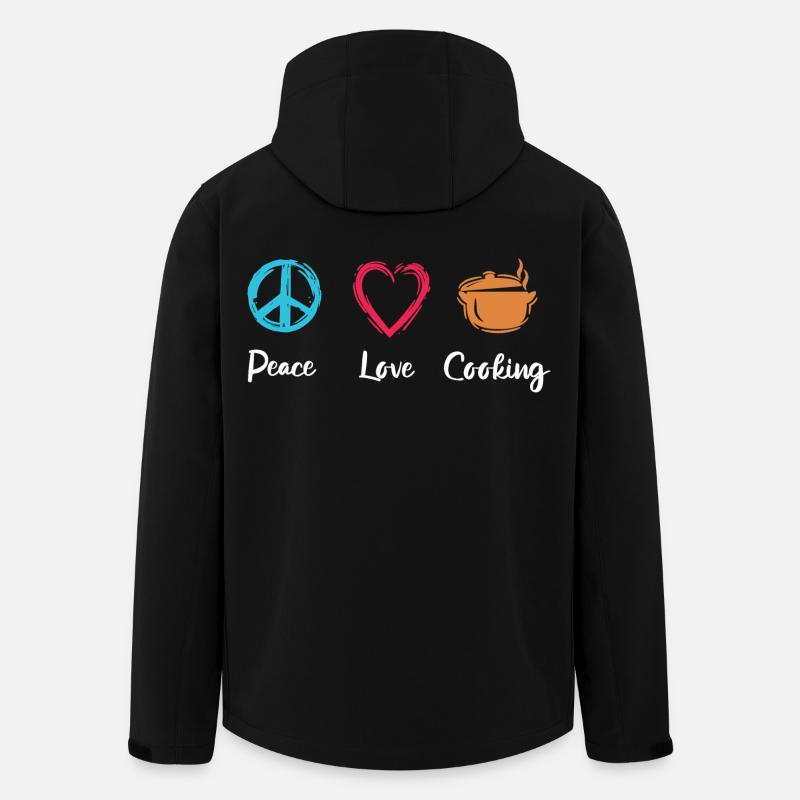 Paix, Amour, Cuisine - Veste softshell homme en polyester recyclé Stanley/Stella - noir