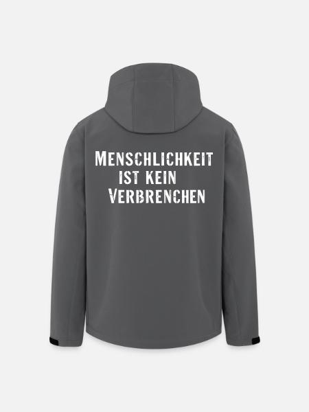 Statement Spruch Menschlichkeit kein Verbrechen - Recycelte Männer Softshell-Jacke von Stanley/Stella - Schwarz