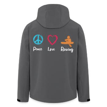 Peace, Love, Rowing - Men’s Recycled Softshell Jacket by Stanley/Stella - anthracite - Back - AI Model Male 185 light (185cm)