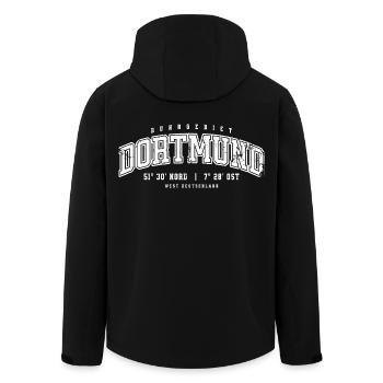 Dortmund GPS Design – Ruhrgebiet College Stil - Recycelte Männer Softshell-Jacke von Stanley/Stella - Schwarz - Hinten - AI Model Male 185 light (185cm)