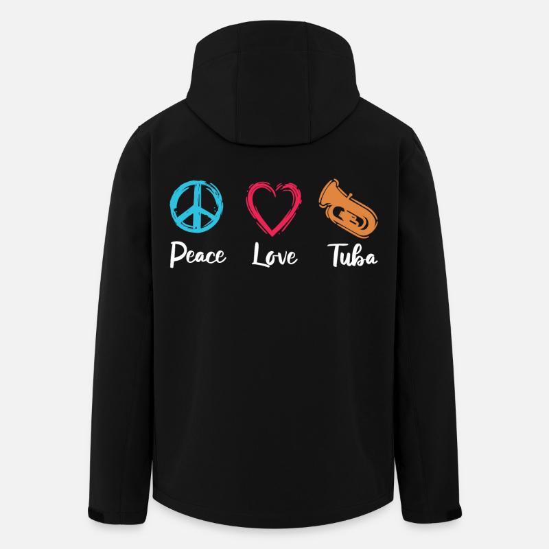 Tuba Paix Amour - Veste softshell homme en polyester recyclé Stanley/Stella - noir