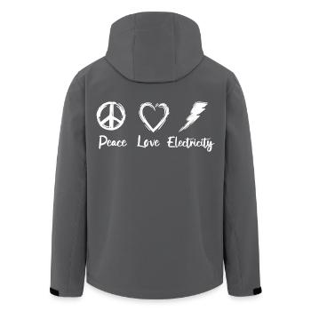 Peace Love Electricity - Men’s Recycled Softshell Jacket by Stanley/Stella - anthracite - Back - AI Model Male 185 light (185cm)