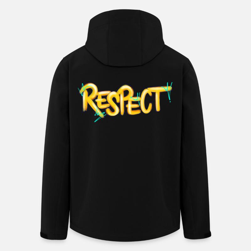 Respect au lettrage graffiti - Veste softshell homme en polyester recyclé Stanley/Stella - noir