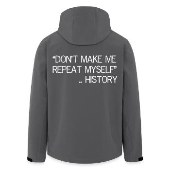 don't make me repeat myself history - Recycelte Männer Softshell-Jacke von Stanley/Stella - Anthrazit - Hinten - AI Model Male 185 light (185cm)