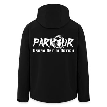 parkour - Men’s Recycled Softshell Jacket by Stanley/Stella - black - Back - AI Model Male 185 light (185cm)