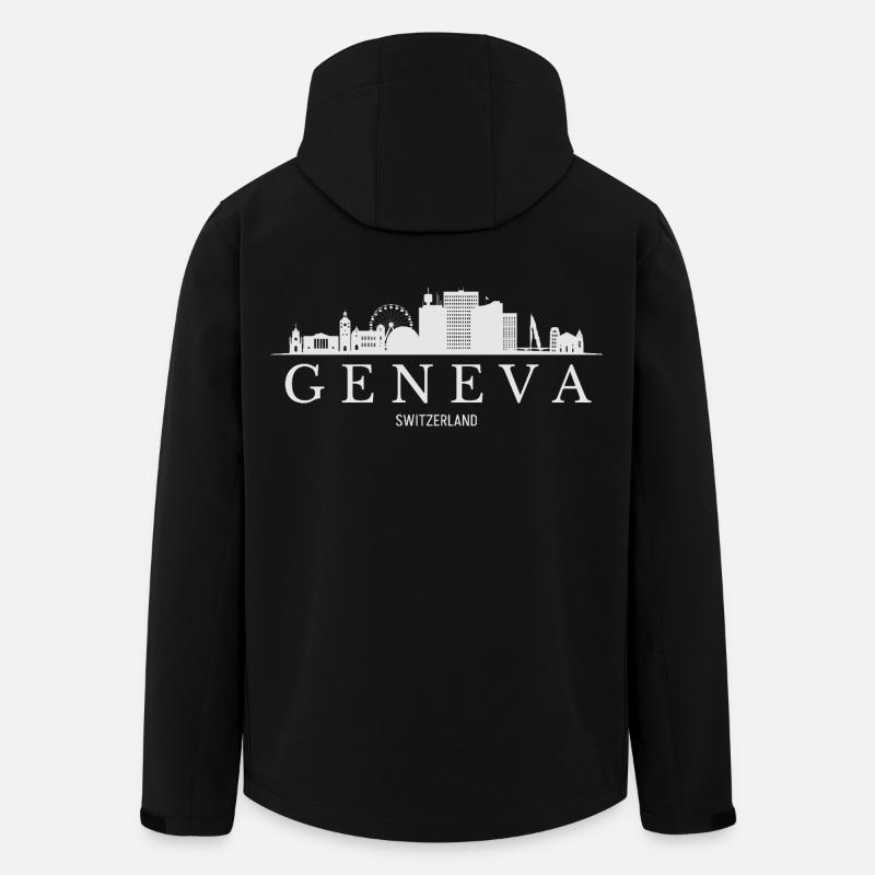 Geneva Skyline, Geneva Switzerland - Men’s Recycled Softshell Jacket by Stanley/Stella - black
