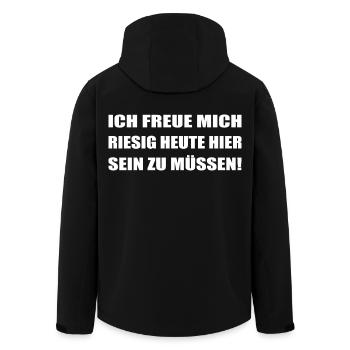 Lustiger Büro Spruch - ich freue mich riesig - Recycelte Männer Softshell-Jacke von Stanley/Stella - Schwarz - Hinten - AI Model Male 185 light (185cm)