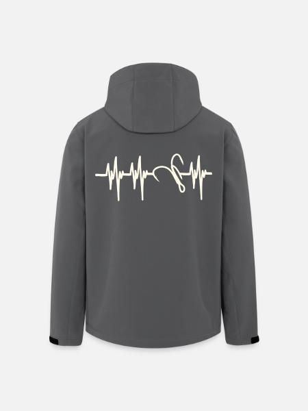 Heartbeat Fish Hook - Men’s Recycled Softshell Jacket by Stanley/Stella - black