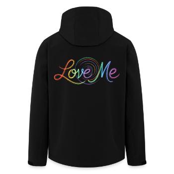 Love Me Say Farbenfroher Textzeichnung Kunstdruck - Recycelte Männer Softshell-Jacke von Stanley/Stella - Schwarz - Hinten - AI Model Male 185 light (185cm)