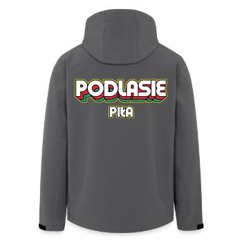 Podlasie Piła. Retro District Name - Men’s Recycled Softshell Jacket by Stanley/Stella - black - Back - AI Model Male 185 light (185cm)