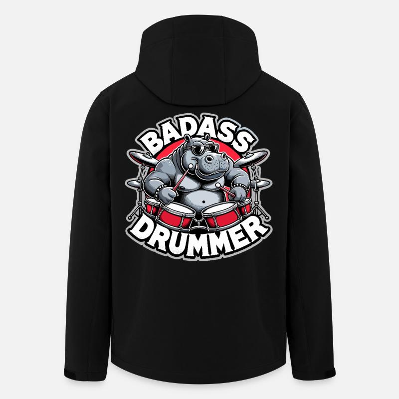 Badass Drummer Hippo Cool Gift - Veste softshell homme en polyester recyclé Stanley/Stella - noir