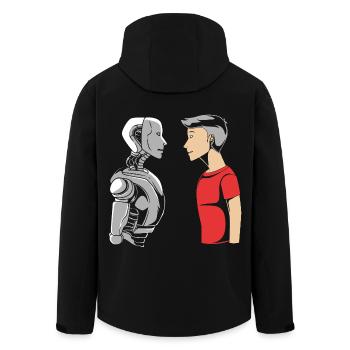 GPT Artificial Intelligence - Men’s Recycled Softshell Jacket by Stanley/Stella - black - Back - AI Model Male 185 light (185cm)