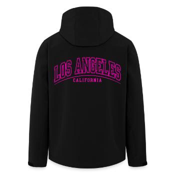 Lettrage rose néon de Los Angeles - Veste softshell homme en polyester recyclé Stanley/Stella - noir - Dos - AI Model Male 185 light (185cm)