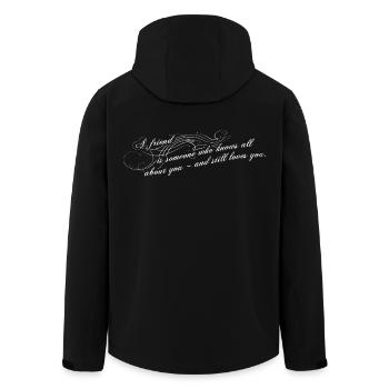 A friend is someone who knows you - Recycelte Männer Softshell-Jacke von Stanley/Stella - Schwarz - Hinten - AI Model Male 185 light (185cm)