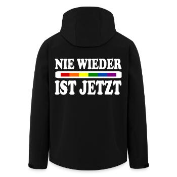 Nie wieder ist jetzt - Recycelte Männer Softshell-Jacke von Stanley/Stella - Schwarz - Hinten - AI Model Male 185 light (185cm)