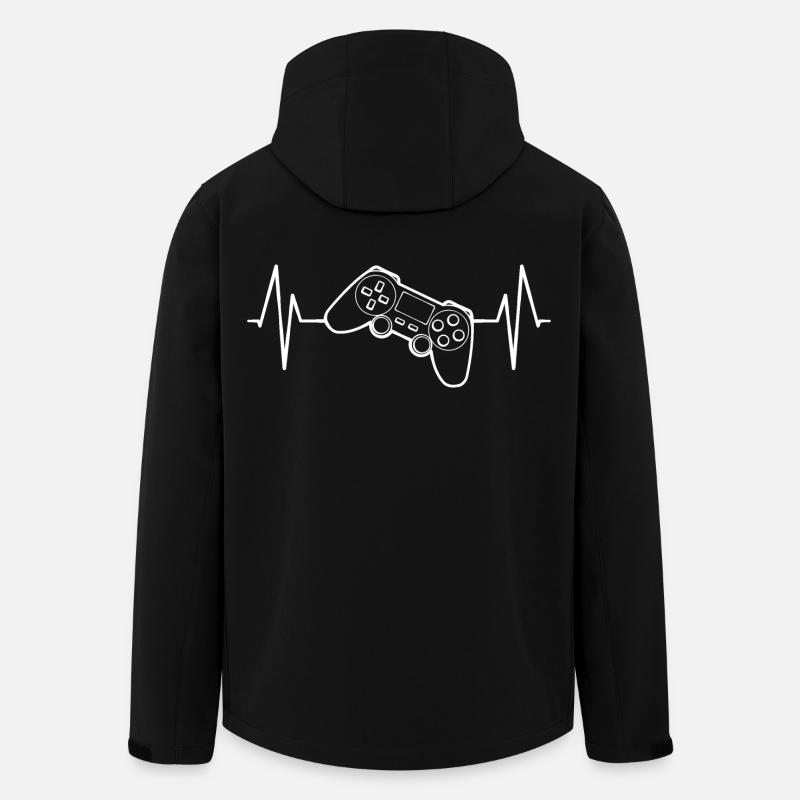 Herzschlag Gamepad EKG - Recycelte Männer Softshell-Jacke von Stanley/Stella - Schwarz