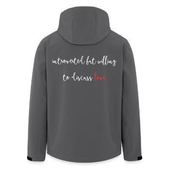 Introverted But Willing To Discuss Love V Day - Men’s Recycled Softshell Jacket by Stanley/Stella - black - Back - AI Model Male 185 light (185cm)