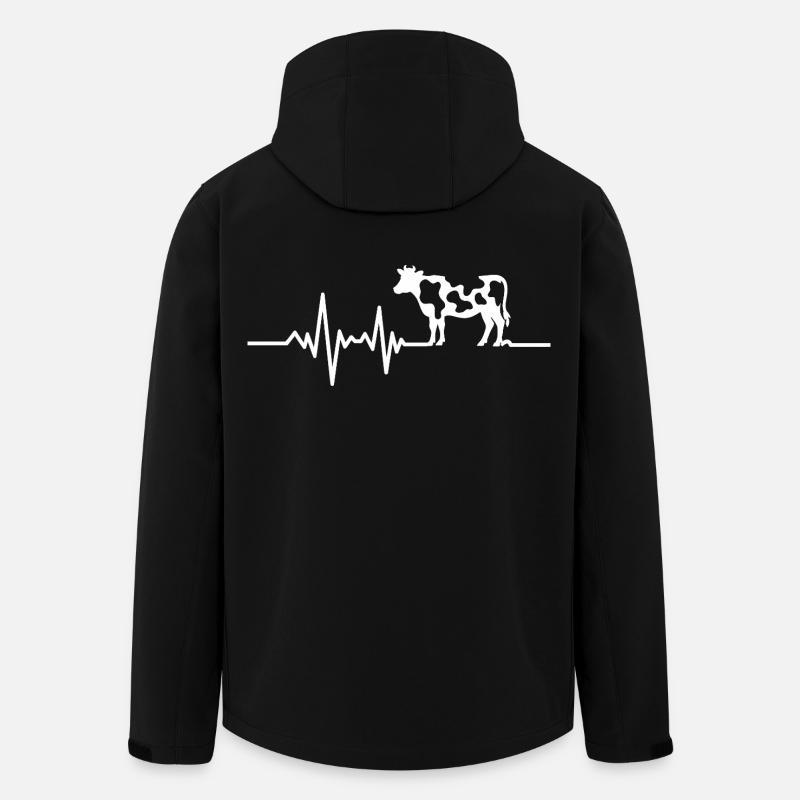 Cow with heartbeat line - Men’s Recycled Softshell Jacket by Stanley/Stella - black