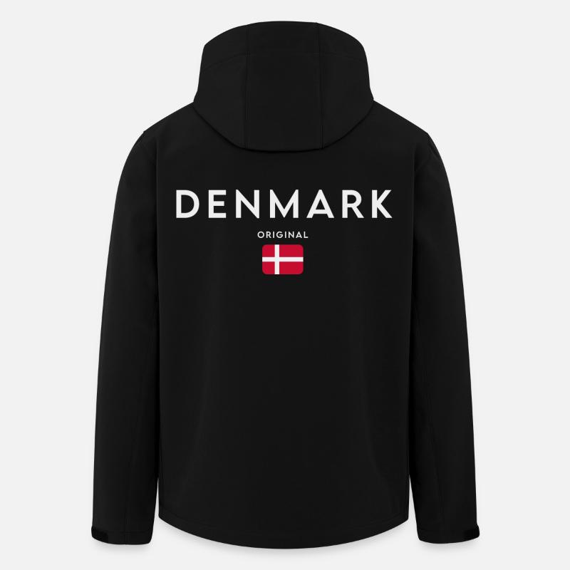 Danmarks flag, dansk stolthed - Stanley/Stella herre softshelljakke i genanvendt polyester - sort
