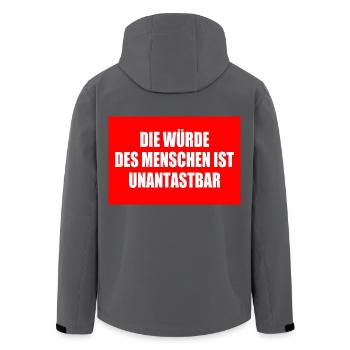 La dignité humaine est inviolable - Veste softshell homme en polyester recyclé Stanley/Stella - noir - Dos - AI Model Male 185 light (185cm)