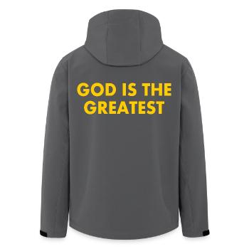 god is the greatest - Recycelte Männer Softshell-Jacke von Stanley/Stella - Schwarz - Hinten - AI Model Male 185 light (185cm)