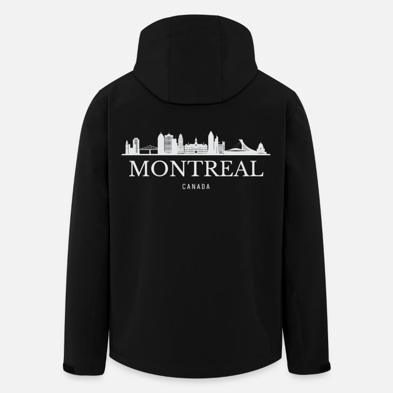 Skyline de Montréal, Montréal Canada - Veste softshell homme en polyester recyclé Stanley/Stella - noir