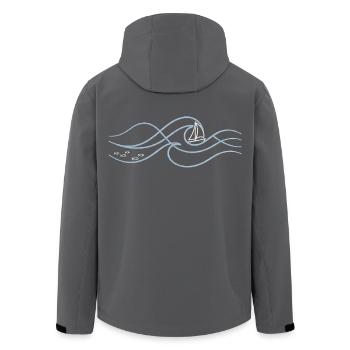 Sailboat in the sound of the waves - Men’s Recycled Softshell Jacket by Stanley/Stella - black - Back - AI Model Male 185 light (185cm)