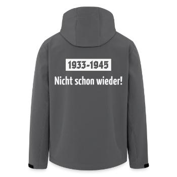 1933-1945 – Nicht Schon Wieder! (White) - Recycelte Männer Softshell-Jacke von Stanley/Stella - Schwarz - Hinten - AI Model Male 185 light (185cm)