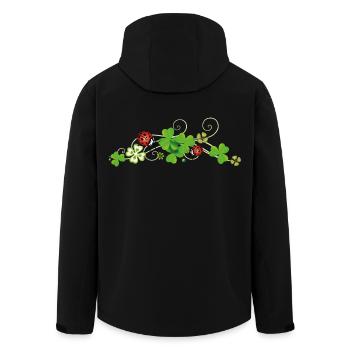 Trèfle, trèfle chanceux avec des coccinelles. - Veste softshell homme en polyester recyclé Stanley/Stella - noir - Dos - AI Model Male 185 light (185cm)