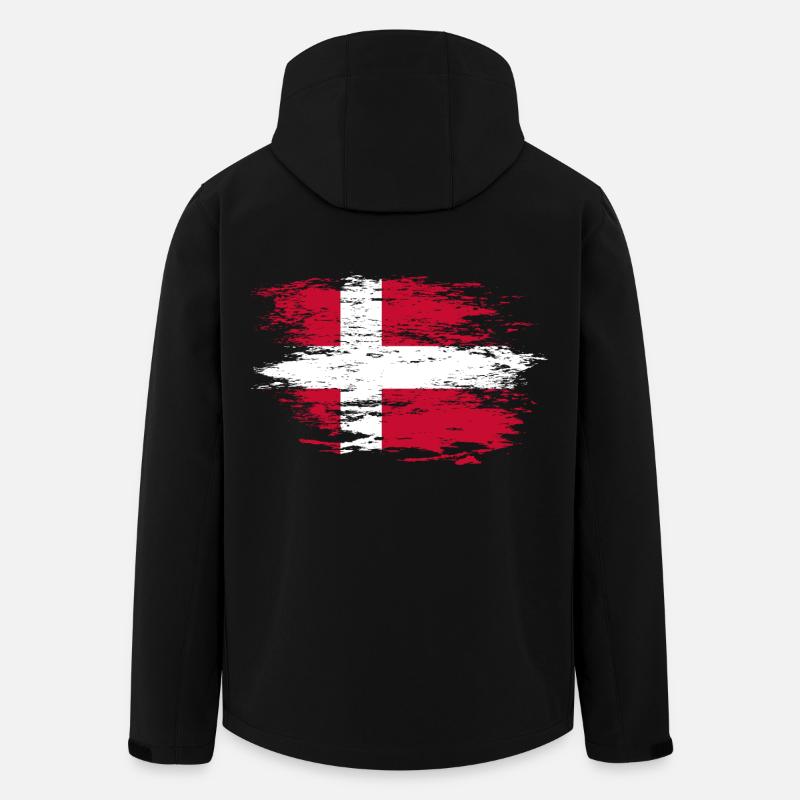 Drapeau du Danemark utilisé - Veste softshell homme en polyester recyclé Stanley/Stella - noir