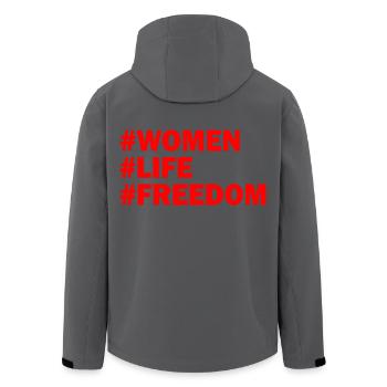 Women life freedom - Men’s Recycled Softshell Jacket by Stanley/Stella - black - Back - AI Model Male 185 light (185cm)