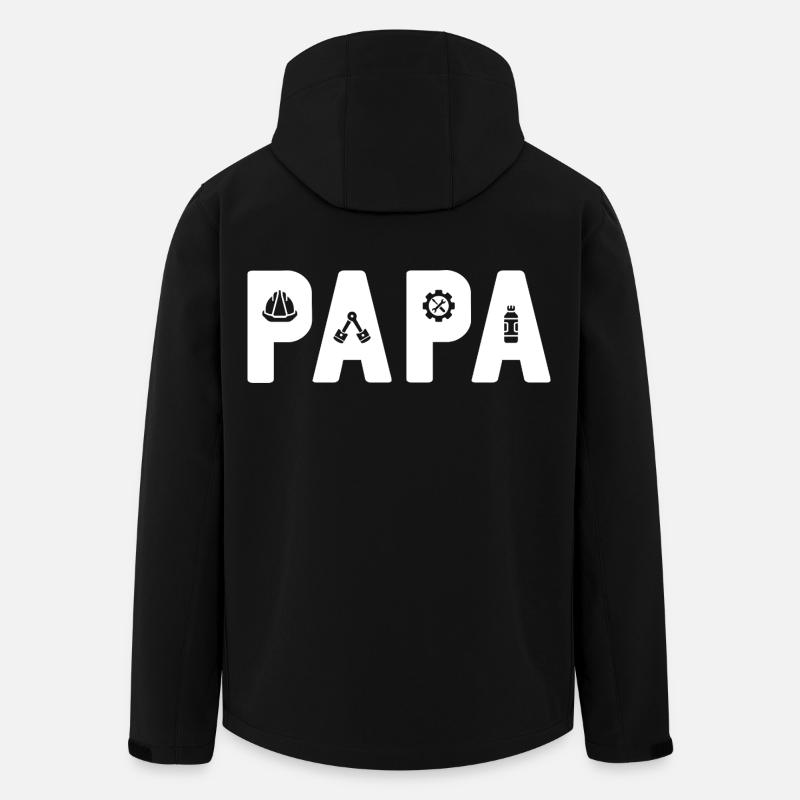 PAPA Engineer : Le papa mécanicien - Veste softshell homme en polyester recyclé Stanley/Stella - noir