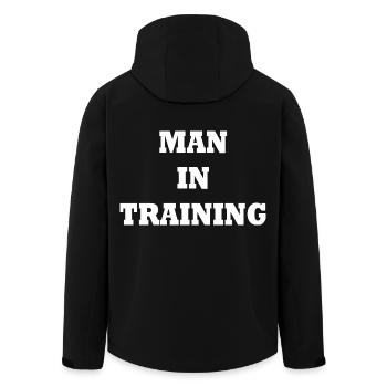 Man in Training - Men’s Recycled Softshell Jacket by Stanley/Stella - black - Back - AI Model Male 185 light (185cm)