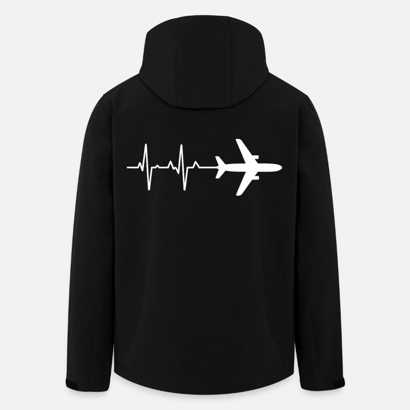 Airplane Heartbeat Pattern - Men’s Recycled Softshell Jacket by Stanley/Stella - black