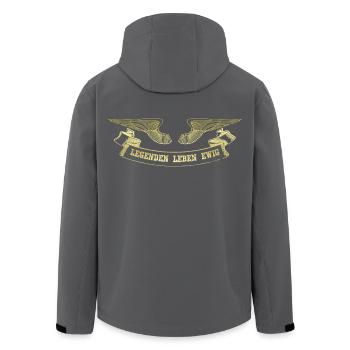 Légende avec la bannière des ailes d’ange doré - Veste softshell homme en polyester recyclé Stanley/Stella - noir - Dos - AI Model Male 185 light (185cm)