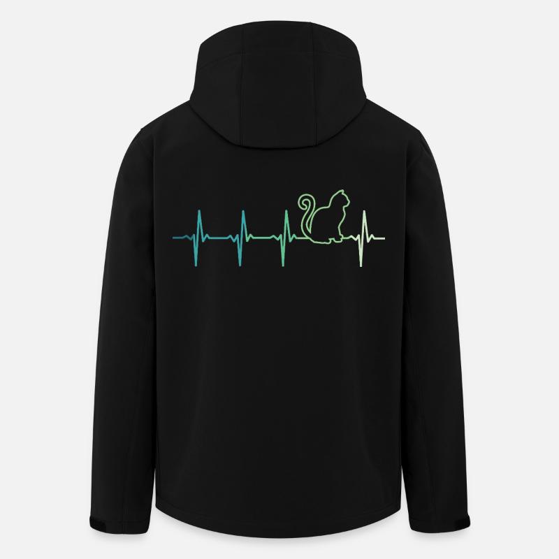 chat battement de coeur chats - Veste softshell homme en polyester recyclé Stanley/Stella - noir